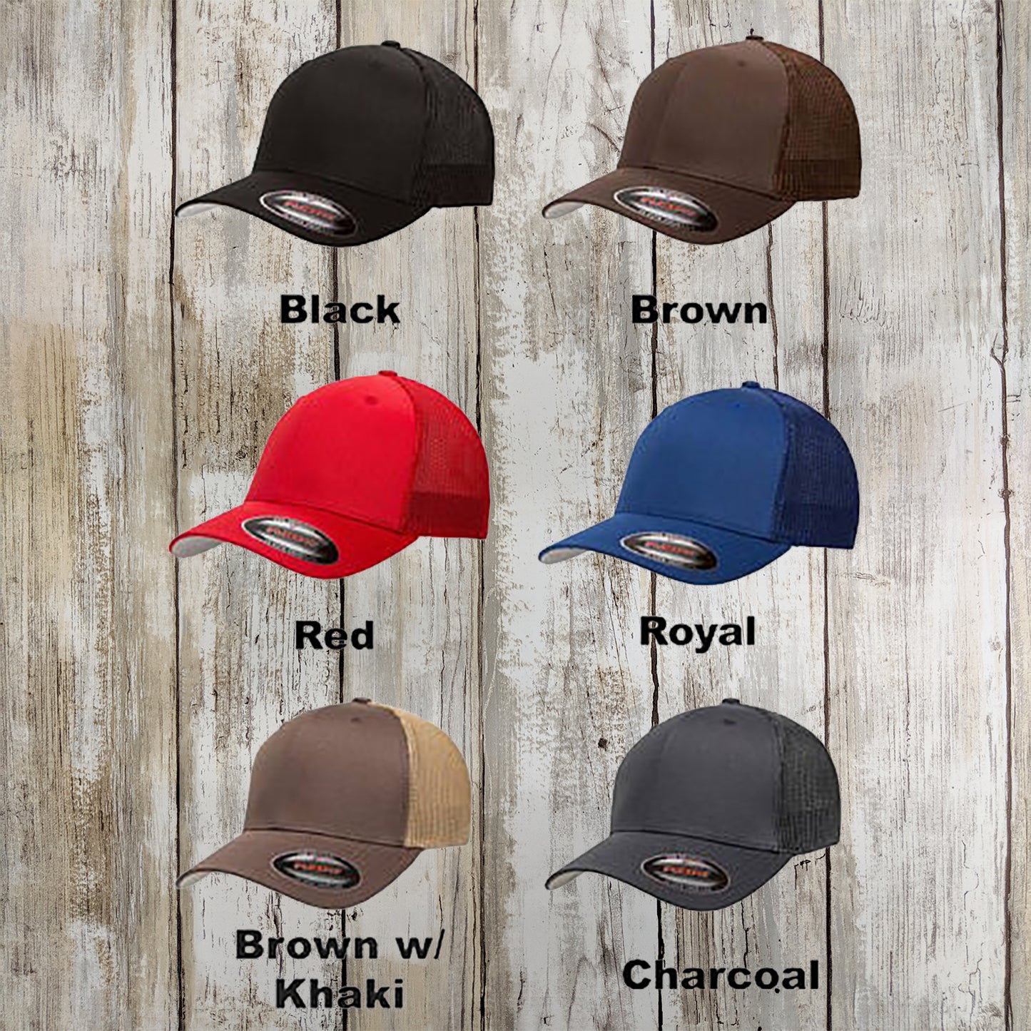 Custom Yupoong Flexfit Trucker, Embroidered Fitted Trucker Cap