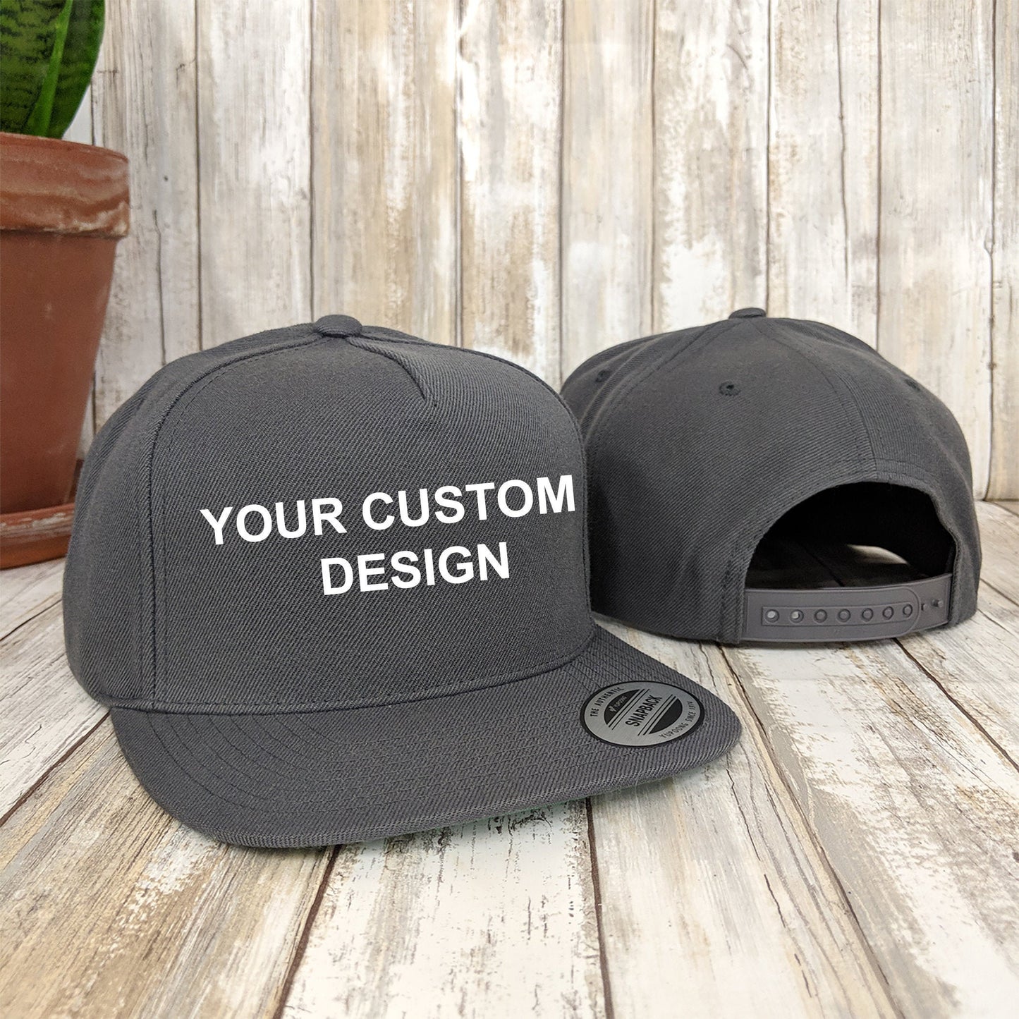 Custom Yupoong 5 Panel Snapback Cap, Embroidered Classic Snapback, Green Undervisor