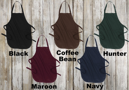 Custom Port Authority Unisex Apron, Personalized Full-Length Apron with Pockets, Adjustable Neck Strap,Stain-Release Protection