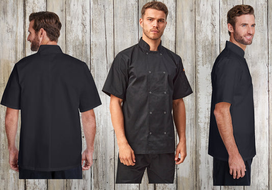Custom Unisex Short-Sleeve Chef Jacket, WRAP & Oeko-Tex® Standard 100 certified, Bulk Rates