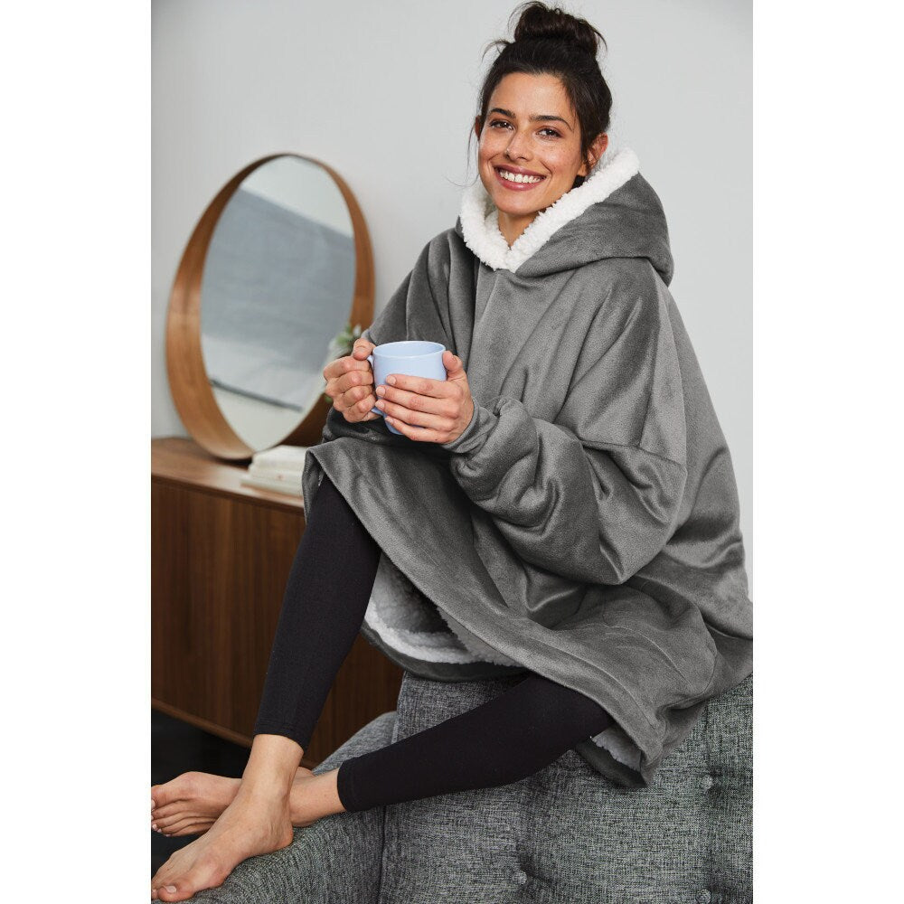 Custom Wearable Blanket, Port Authority Embroidered Snuggie Comparable, Cozy Blanket with Hood