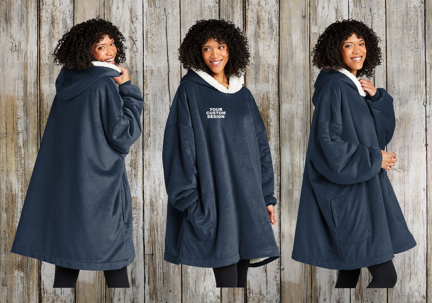 Custom Wearable Blanket, Port Authority Embroidered Snuggie Comparable, Cozy Blanket with Hood