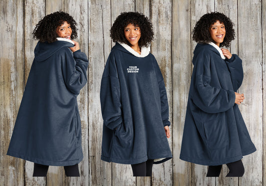 Custom Wearable Blanket, Port Authority Embroidered Snuggie Comparable, Cozy Blanket with Hood