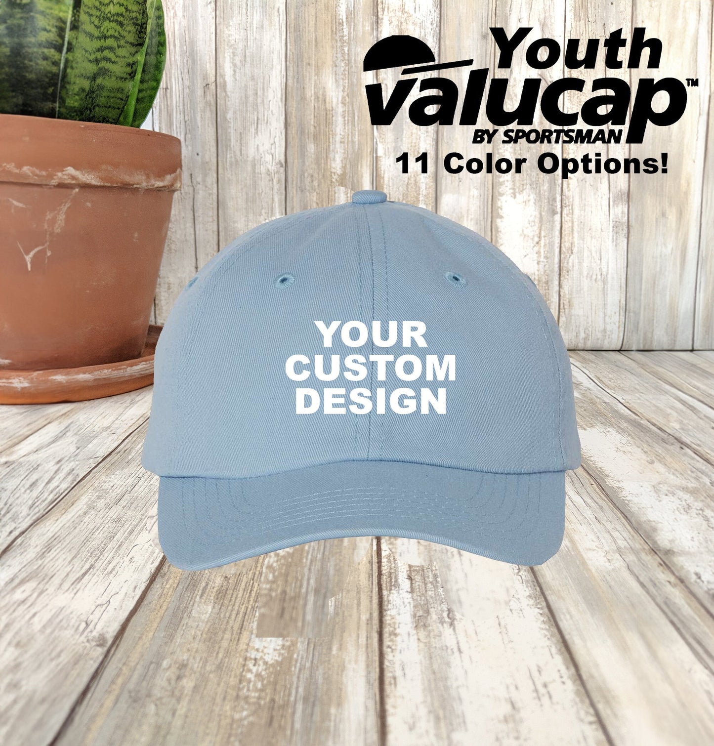 Valucap Custom Youth Dad Hat, Small Fit, Unstructured Embroidered Cap, Adjustable Back Strap