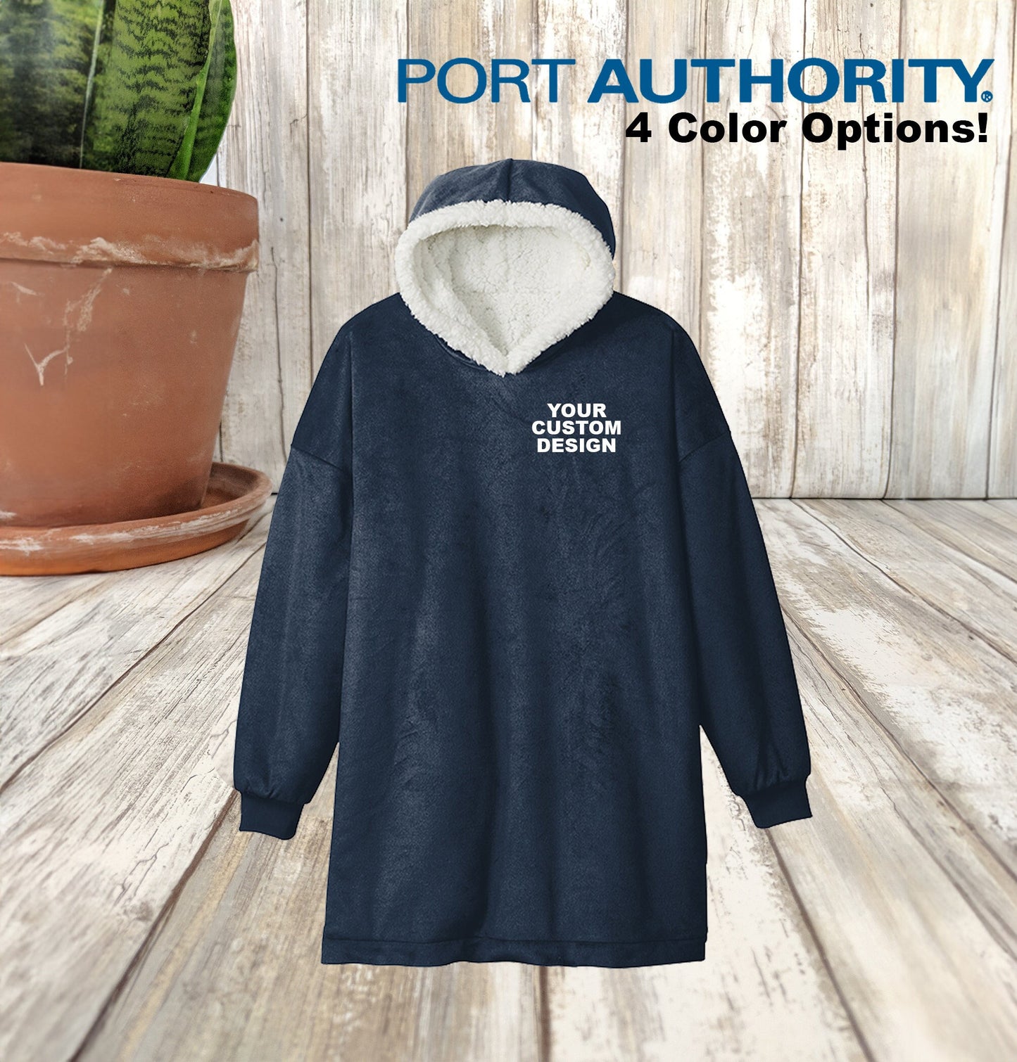 Custom Wearable Blanket, Port Authority Embroidered Snuggie Comparable, Cozy Blanket with Hood