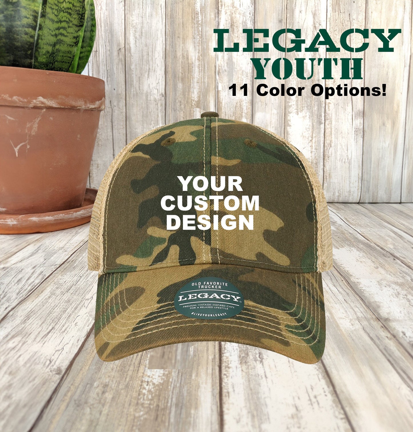 LEGACY Custom Youth Trucker Hat, Old Favorite Trucker, Unstructured Mesh Caps, Embroidered 6 Panel, Youth Size