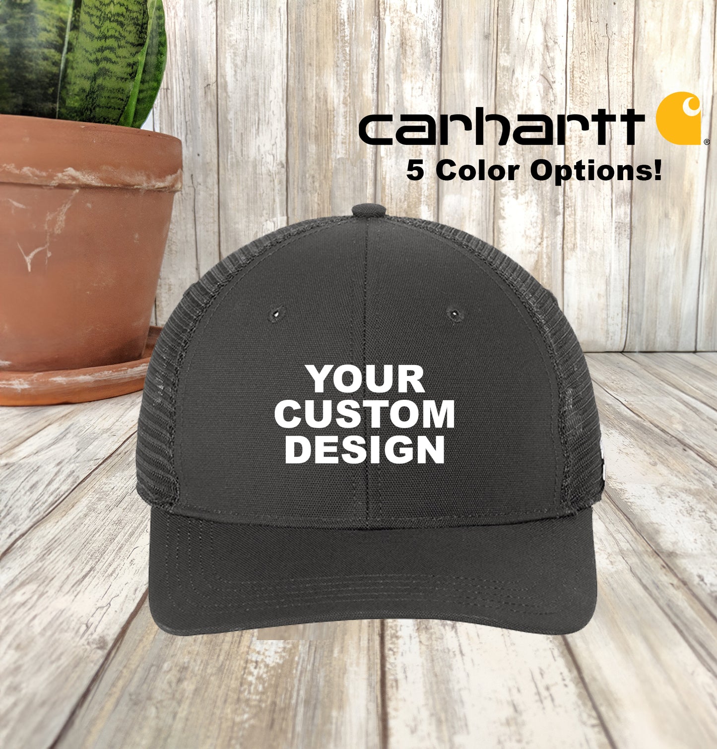 Custom Carhartt Cotton Trucker Hat, Embroidered Canvas Mesh Back Cap