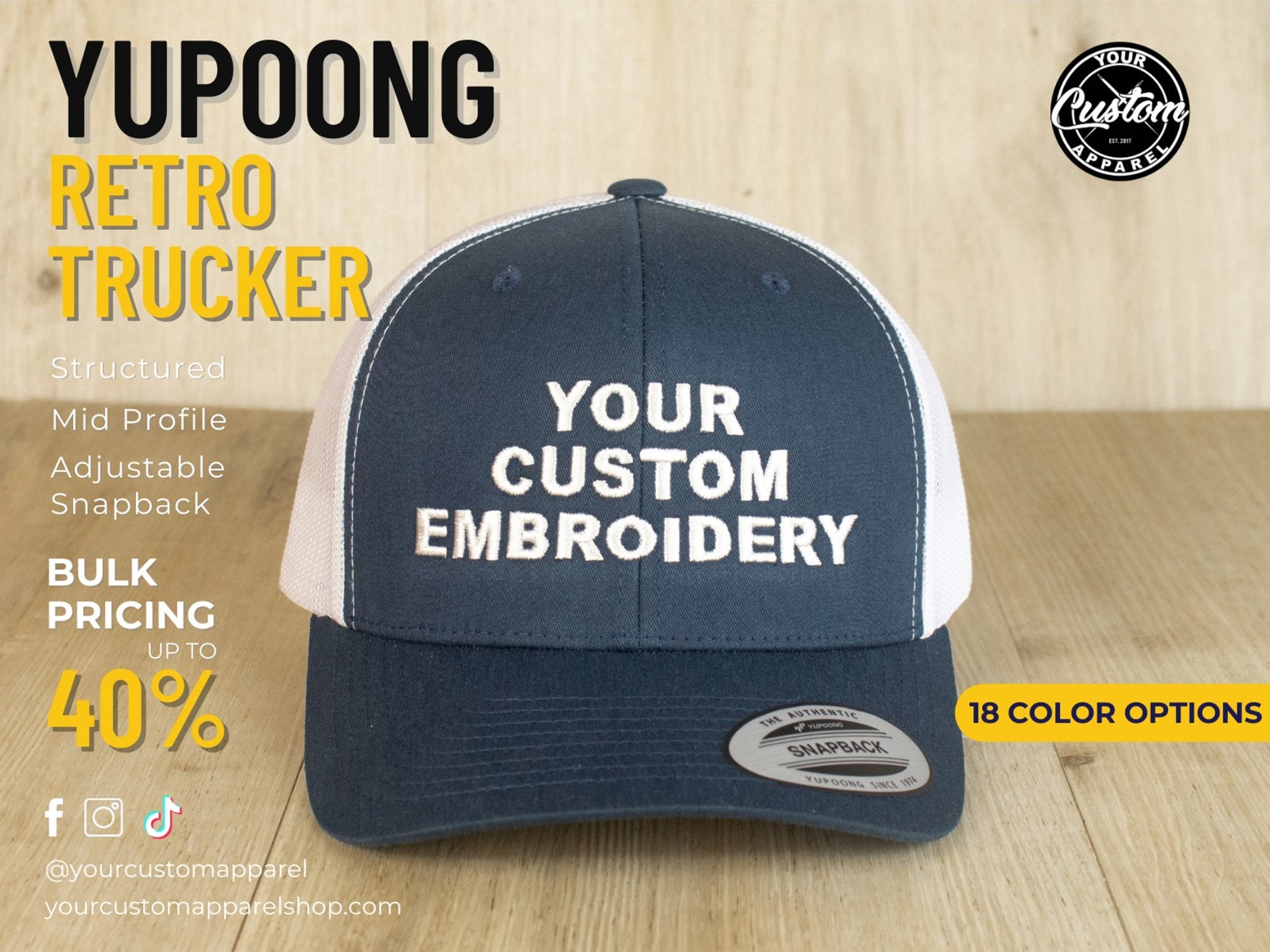 Custom embroidered yupoong hats online