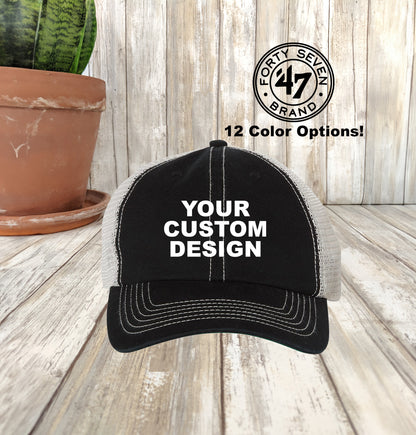 Custom 47 Brand Trucker, Embroidered Trucker Dad Hat, 47 Brand Trawler Hat