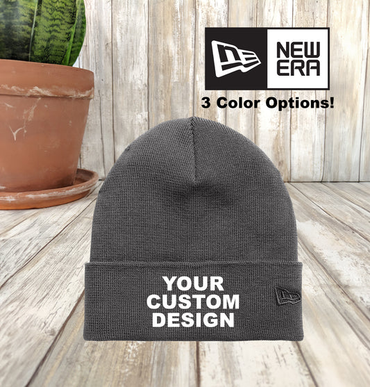 Custom New Era Recycled Cuff Beanie, Embroidered Unisex Cuff Beanie