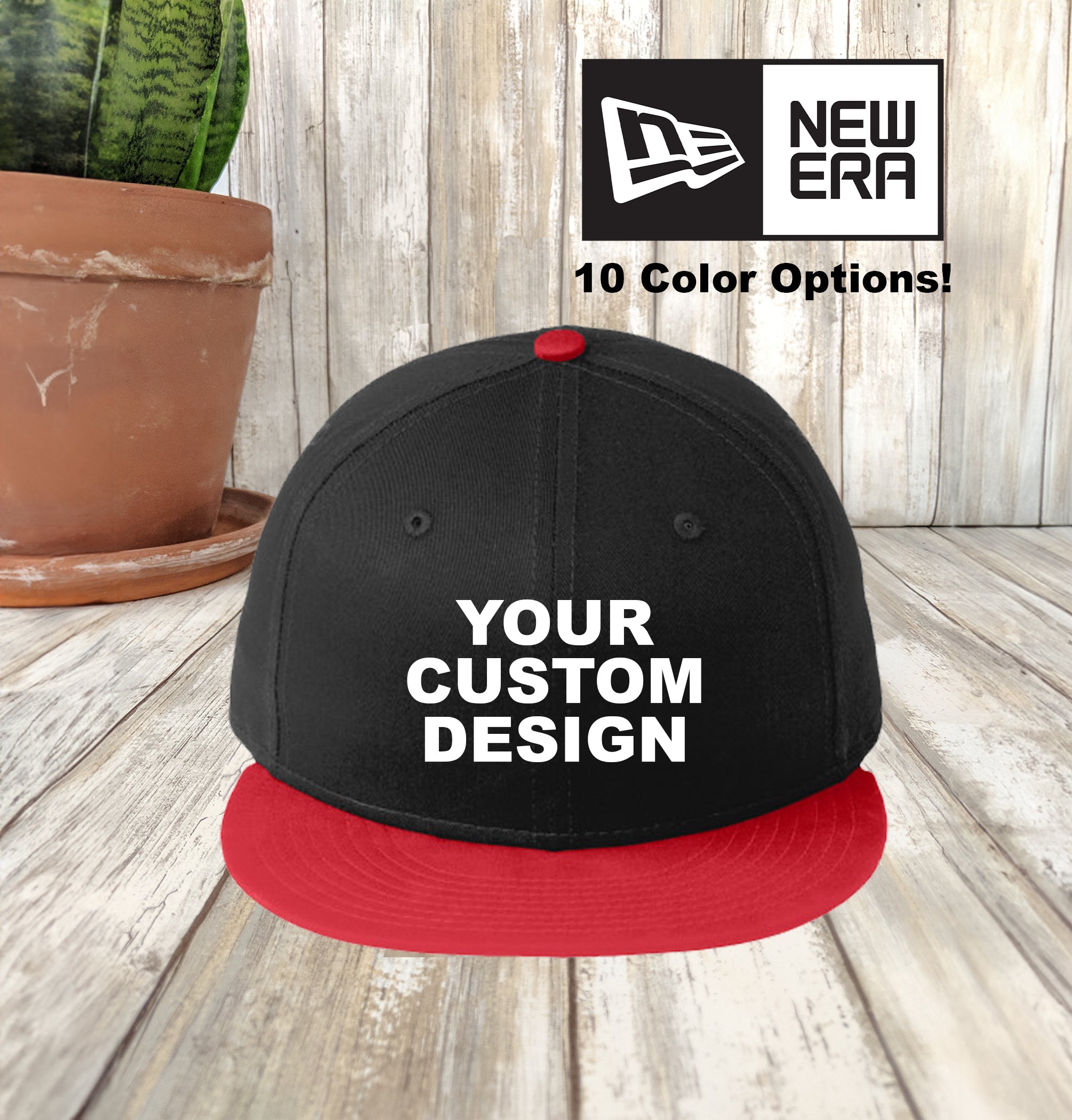 Custom New Era Snapback Embroidered Adjustable Structured Cap New Era 9FIFTY Hat Black Custom Text