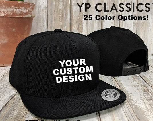 Custom Yupoong Classic Snapback / Green Under Visor / Embroidered Hat