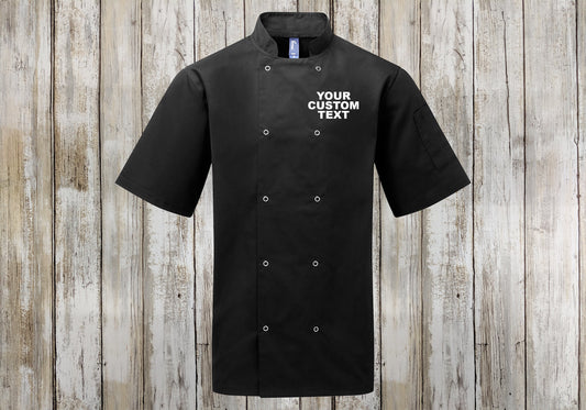 Custom Unisex Short-Sleeve Chef Jacket / WRAP & Oeko-Tex® Standard 100 certified / Bulk Rates