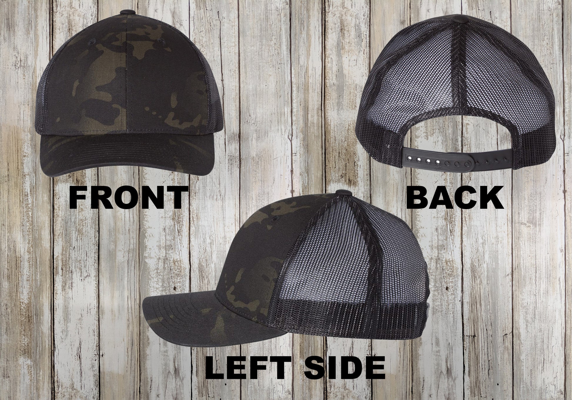 Custom Multicam Trucker Snapback Hat, Embroidered Yupoong Retro